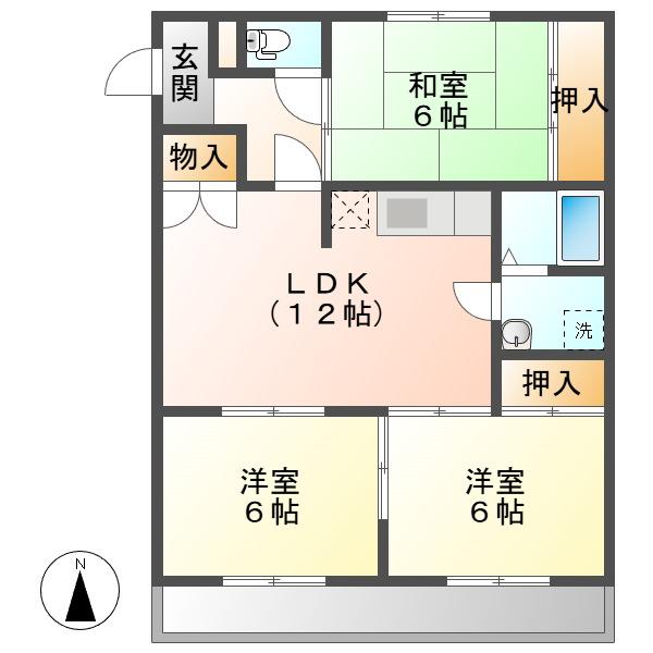 メゾンブランシュ(3LDK/1階)の間取り写真