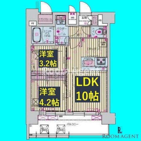 プレサンス千種駅前レガート(2LDK/13階)の間取り写真