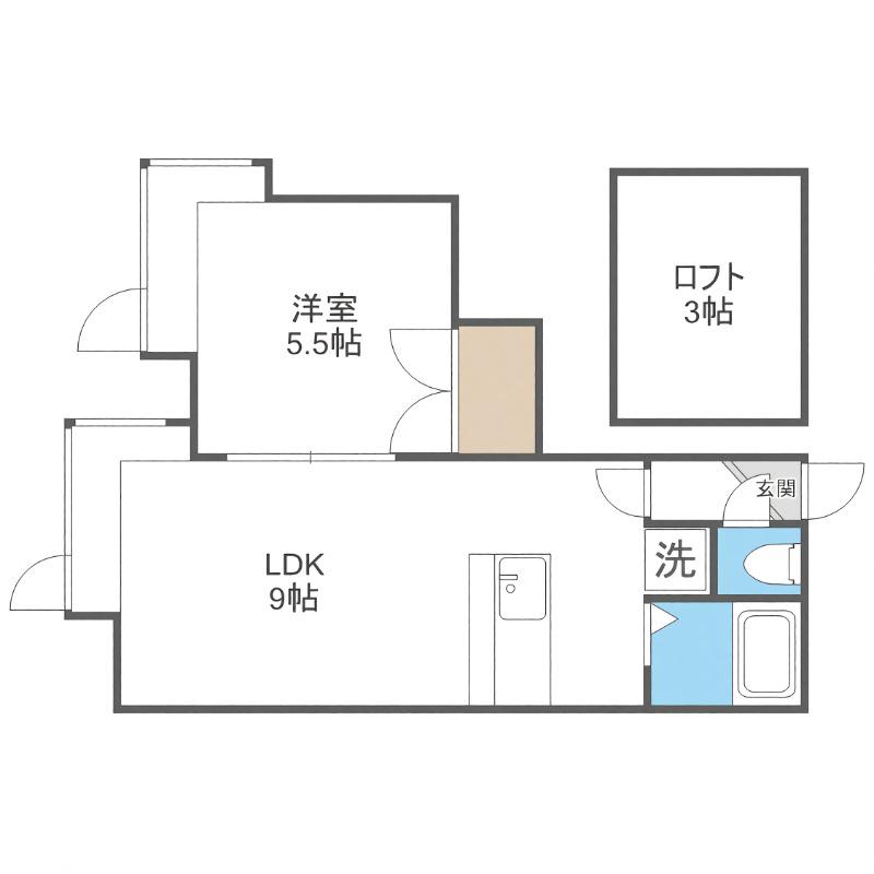グランステージ月寒中央(1DK/2階)の間取り写真