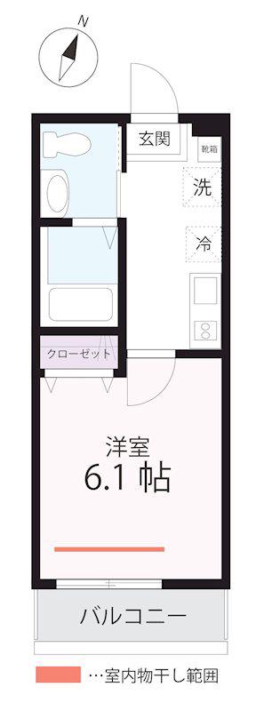 ハーミットクラブハウス神奈川新町(1K/3階)の間取り写真