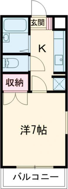 セントラルアクセス(1K/2階)の間取り写真