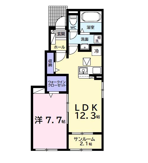 サン・デリアーナII(1LDK/1階)の間取り写真