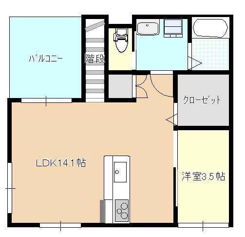 ハイツ未来(1LDK/2階)の間取り写真