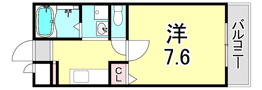 ジョイモアー(1K/3階)の間取り写真