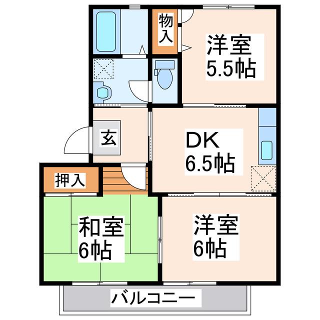ディアスゆたか(3DK/2階)の間取り写真