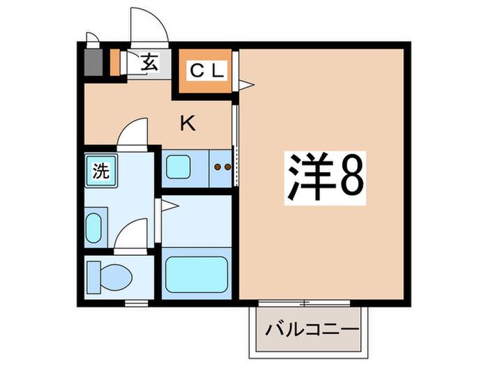 AMOURシュシュII(1K/2階)の間取り写真