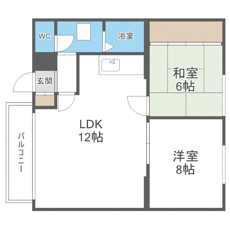 リバーサイドヴィラ山鼻(2LDK/4階)の間取り写真