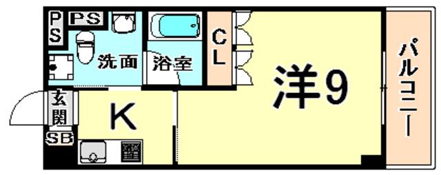 ベルファース尼崎(1K/7階)の間取り写真