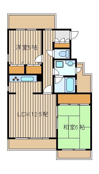ティーズガーデン鷺ノ宮(2LDK/3階)の間取り写真