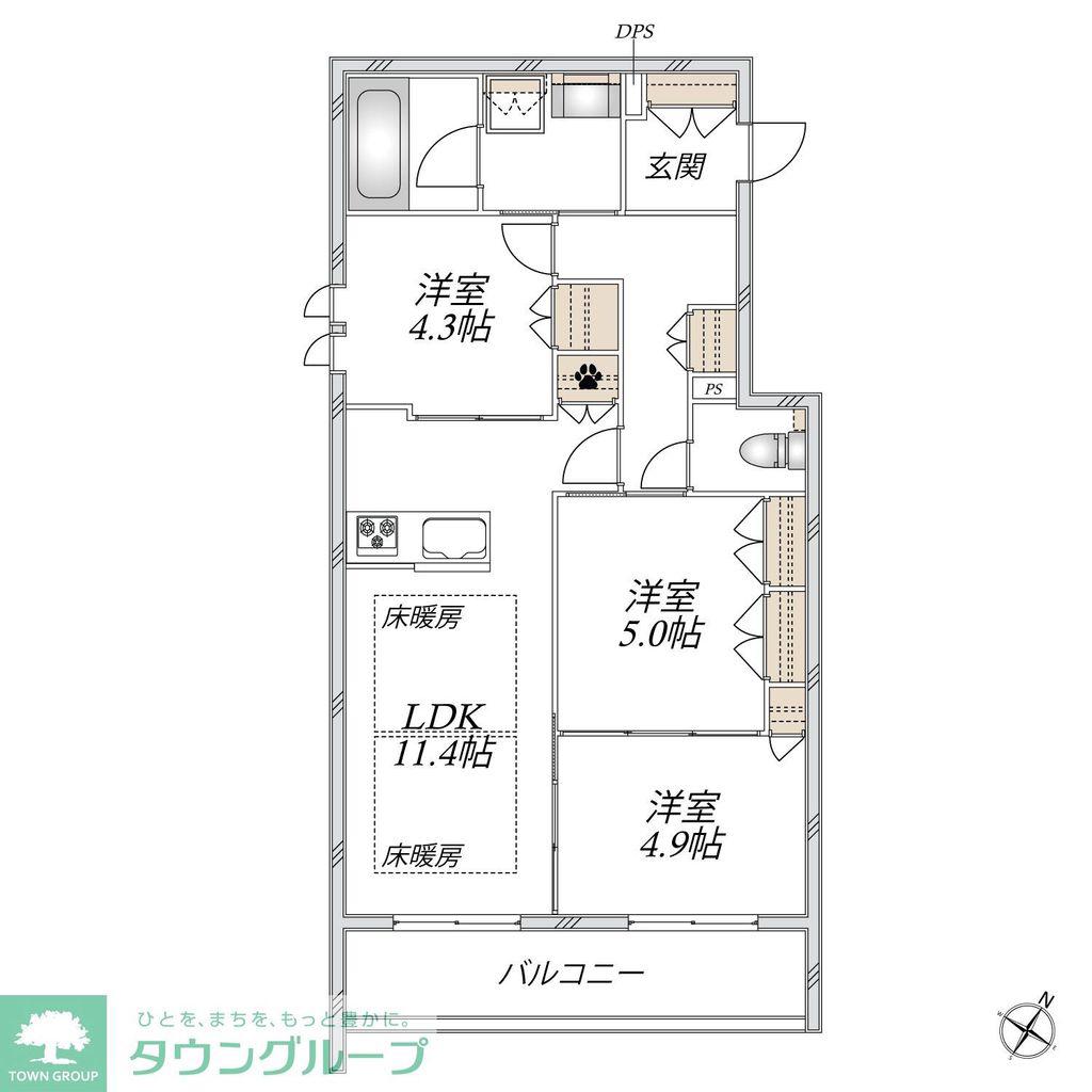 THE PRIMROSE AT東松戸(3LDK/3階)の間取り写真