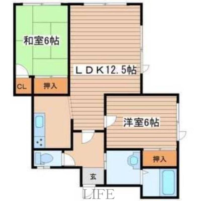 第1司レジデンス(2LDK/3階)の間取り写真