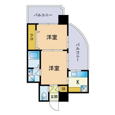 エステートモア警固本通(2K/8階)の間取り写真