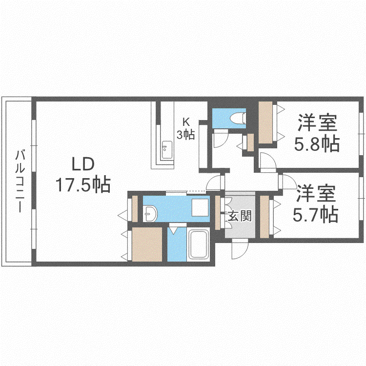 ファミール東苗穂(2LDK/3階)の間取り写真