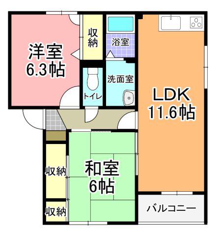グランシャリオ A棟(2LDK/1階)の間取り写真