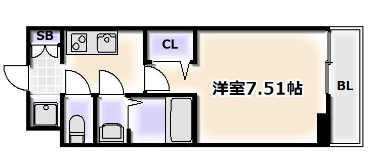 フォーリアライズ難波南レーヴ(1K/11階)の間取り写真