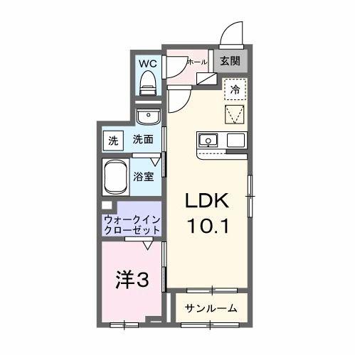 グラース アン(1LDK/1階)の間取り写真