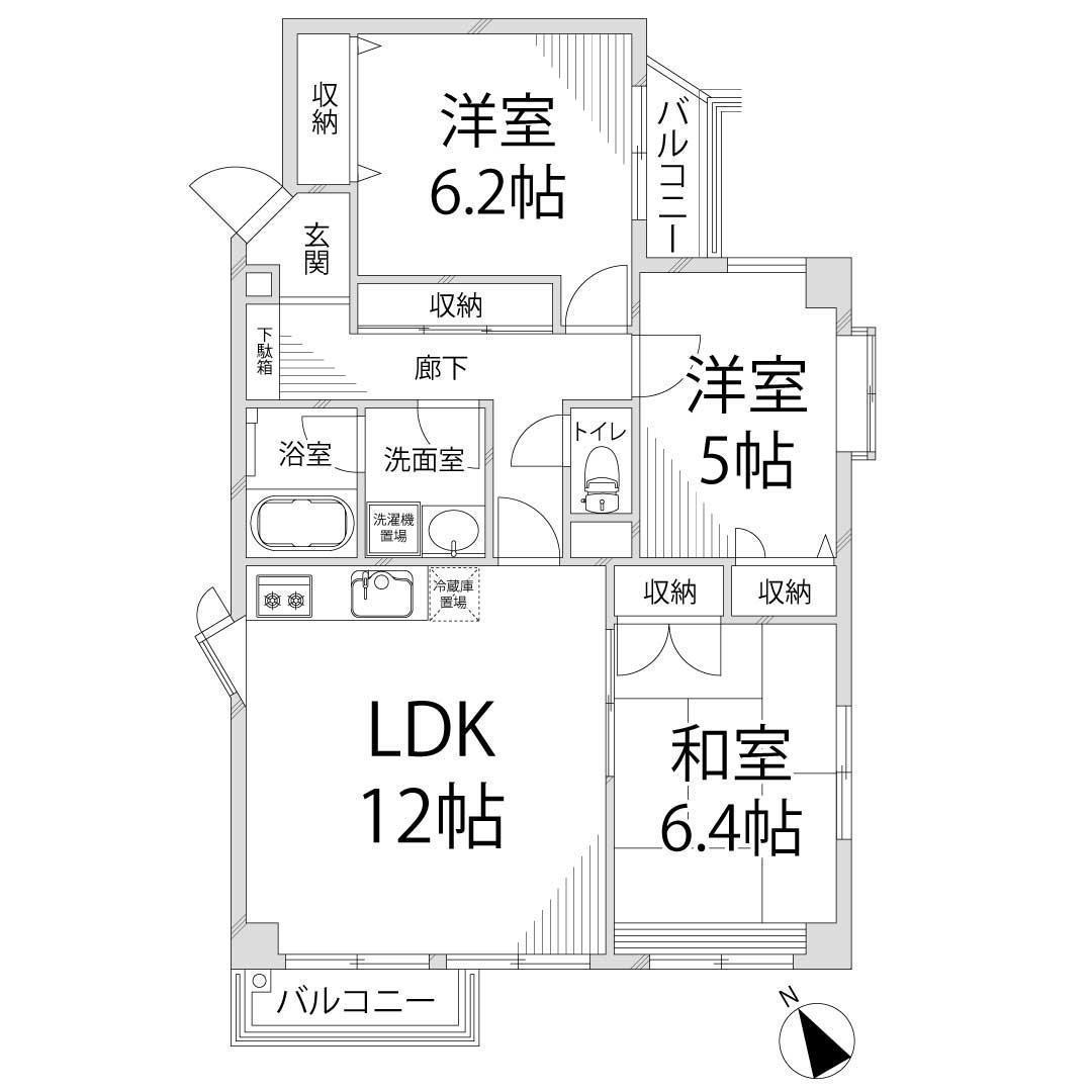 恵美酒Gマンション(3LDK/2階)の間取り写真