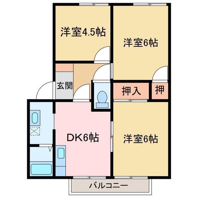 シーサイドヴィラ浮島(3DK/1階)の間取り写真