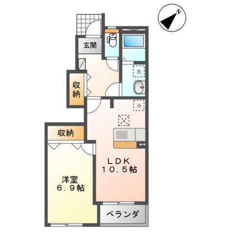 JR東北本線 岩手飯岡駅 徒歩3分 2階建 築16年(1LDK/1階)の間取り写真