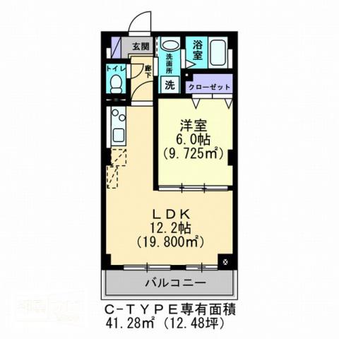 パークサイドヒルズ伏石(1LDK/2階)の間取り写真