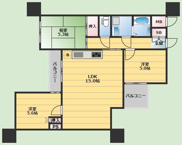 メゾン福殊(3LDK/3階)の間取り写真