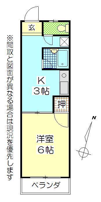 ロンド・ベル新川(1K/2階)の間取り写真
