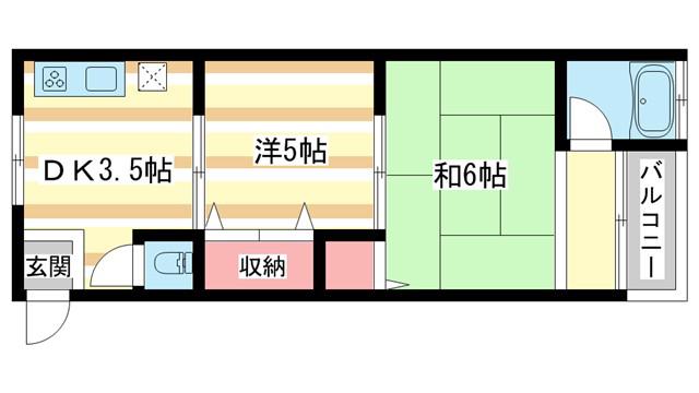 グランコートII番館(2DK/3階)の間取り写真