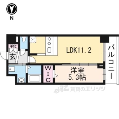 プレデコート西京極(1LDK/6階)の間取り写真