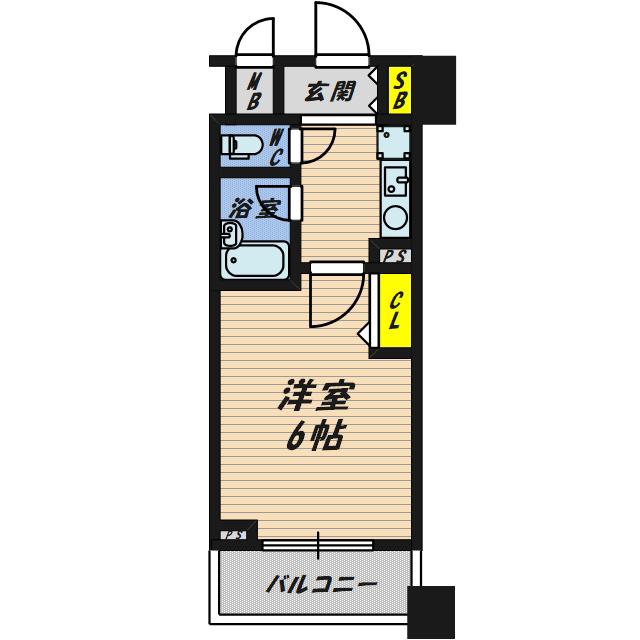 エスリード同心第2(1K/10階)の間取り写真