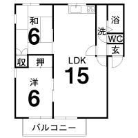 フレグランスVIP(2LDK/1階)の間取り写真
