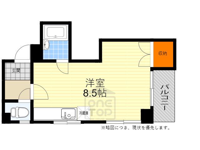 AIROSE豊中(1K/2階)の間取り写真