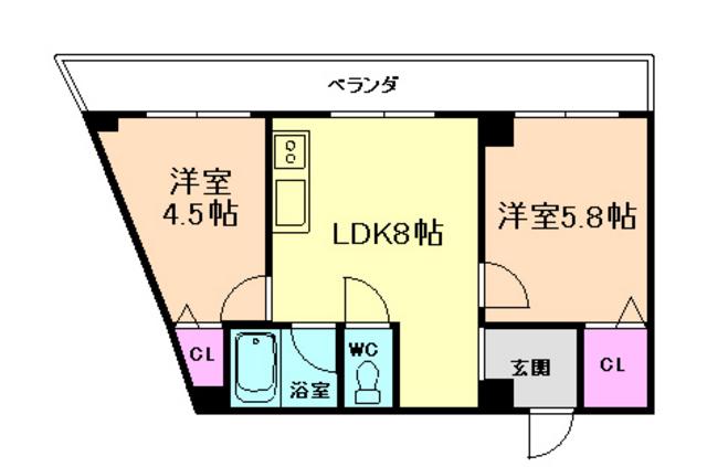 シティコート福島(2LDK/6階)の間取り写真