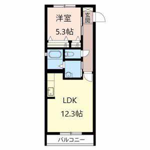 アネシスあやめ池(1LDK/2階)の間取り写真