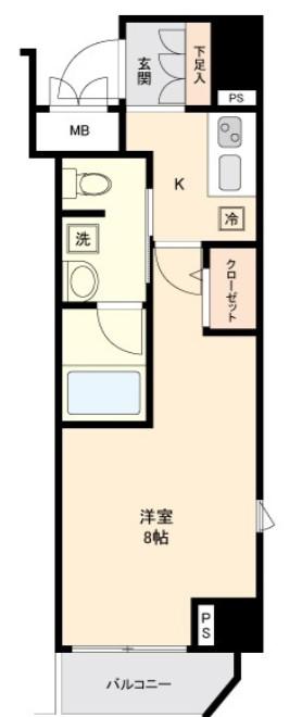 ヴォーガコルテ東京スカイツリー(1K/2階)の間取り写真
