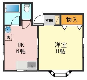 エスペランサ一之江(1DK/2階)の間取り写真