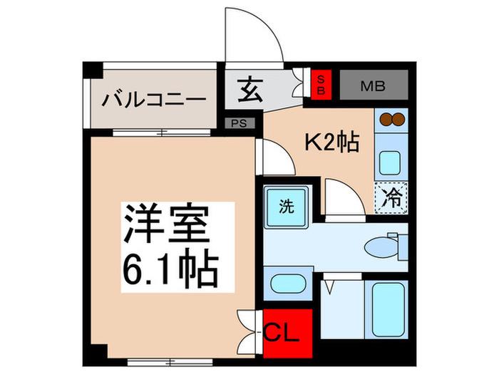 ラフィネ森下(1K/4階)の間取り写真