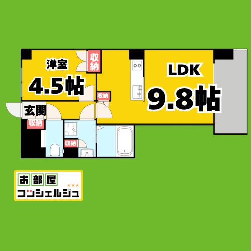 オープンレジデンシア金山(1LDK/2階)の間取り写真