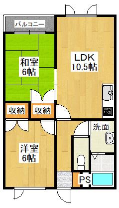 カーサ・レガーロI・II(2LDK/1階)の間取り写真