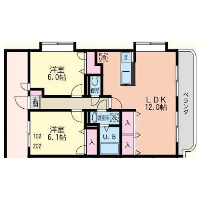 プレミールN(2LDK/3階)の間取り写真