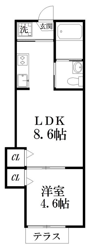 AIFORT.国領(1LDK/1階)の間取り写真