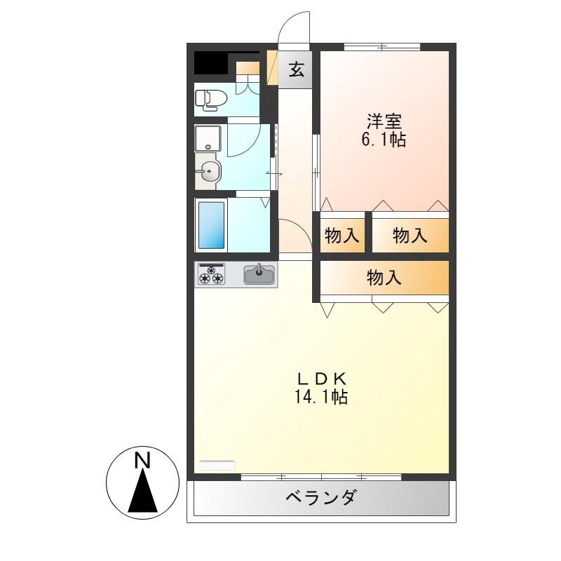 メゾンソレール(1LDK/1階)の間取り写真