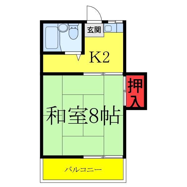 平井ハイツ(1K/2階)の間取り写真