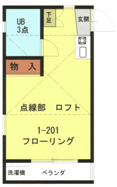 デュエットミタカ1番館(ワンルーム/1階)の間取り写真