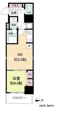 RISING MAISON 本町橋(1LDK/13階)の間取り写真