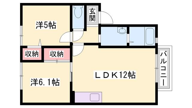 フォーレス・イン・西島 B棟(2LDK/2階)の間取り写真