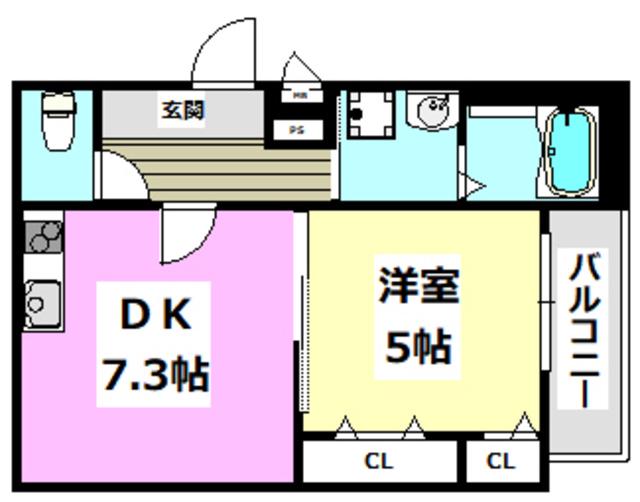 フジパレス岸部中(1DK/3階)の間取り写真