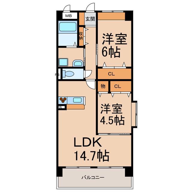 シャンボール・ピア(2LDK/2階)の間取り写真