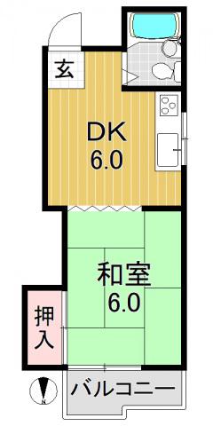 小川ハイツ(1DK/3階)の間取り写真