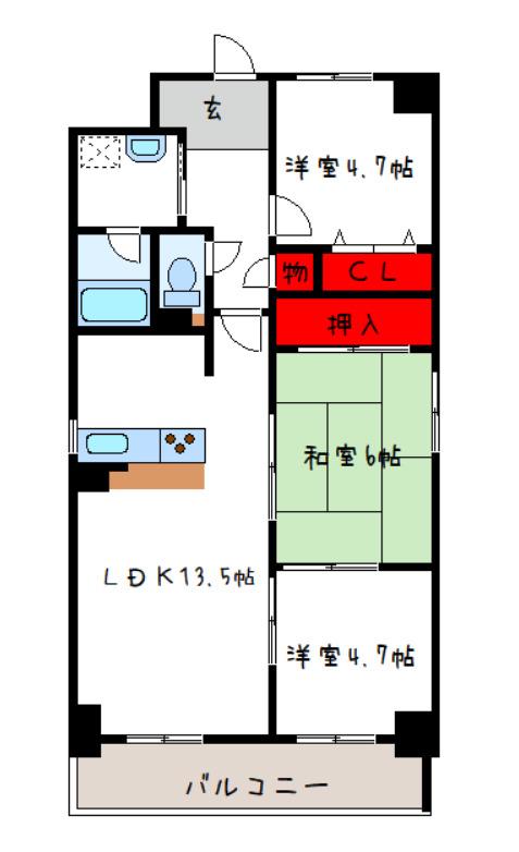 エクセレンス青山(3LDK/1階)の間取り写真