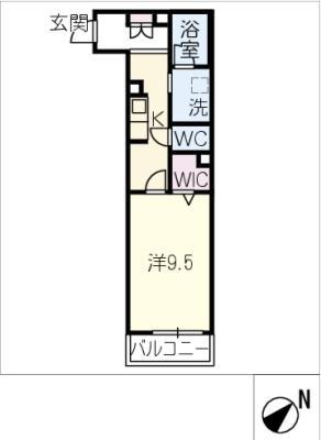 岡崎市上和田町シャーメゾンA棟(1K/2階)の間取り写真